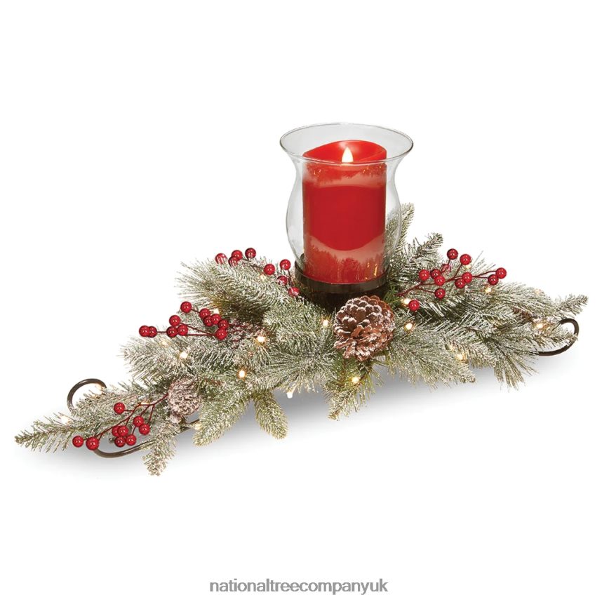 Greenery | National Tree Company Snowy Bristle Berry Candleholder Centerpieces F2L4F503